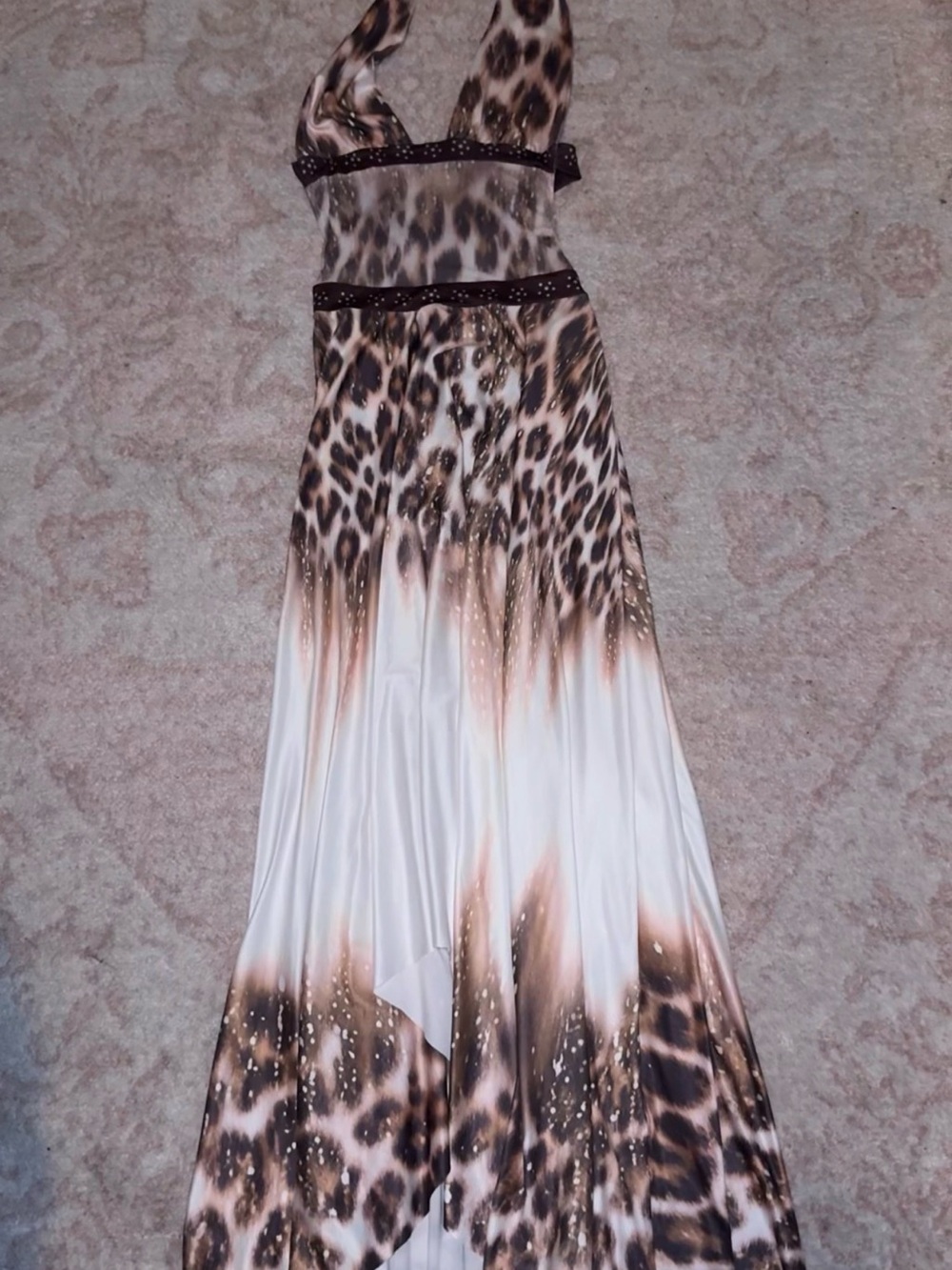Leopard Print Maxi Dress - Brown and Cream Size Small